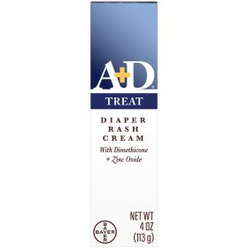 A+D Treat Diaper Rash Cream, Baby Skin Care with Zinc Oxide, 4 Oz Tube