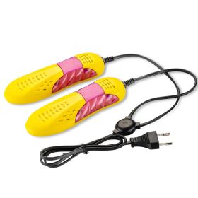 Shoe Dryer Foot Protector Boot Odor Deodorant Dehumidify Device Shoes Drier Heater (Color: Yellow, Plug Type: US)